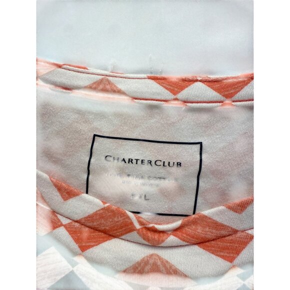 Charter Club Petite XL Printed Boho Top Pink Orange 3/4 Sleeve Cotton Blend - Picture 4 of 8